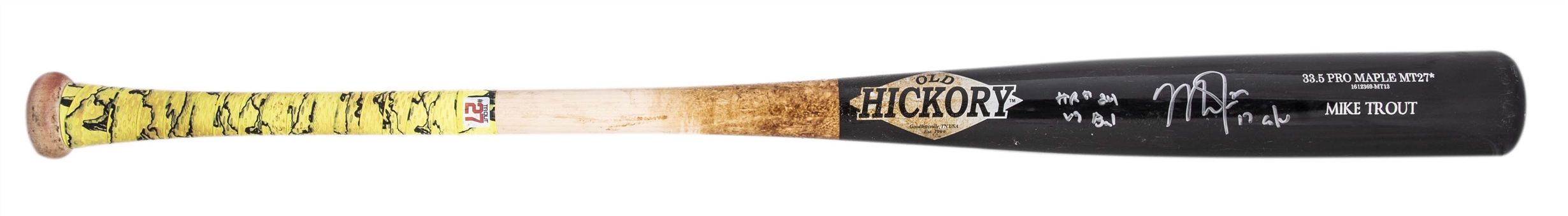 2017 Mike Trout Game Used & Signed Old Hickory MT27* Model Bat Photo Matched To Home Run #24 (PSA/DNA GU 10 & Anderson Authentics)